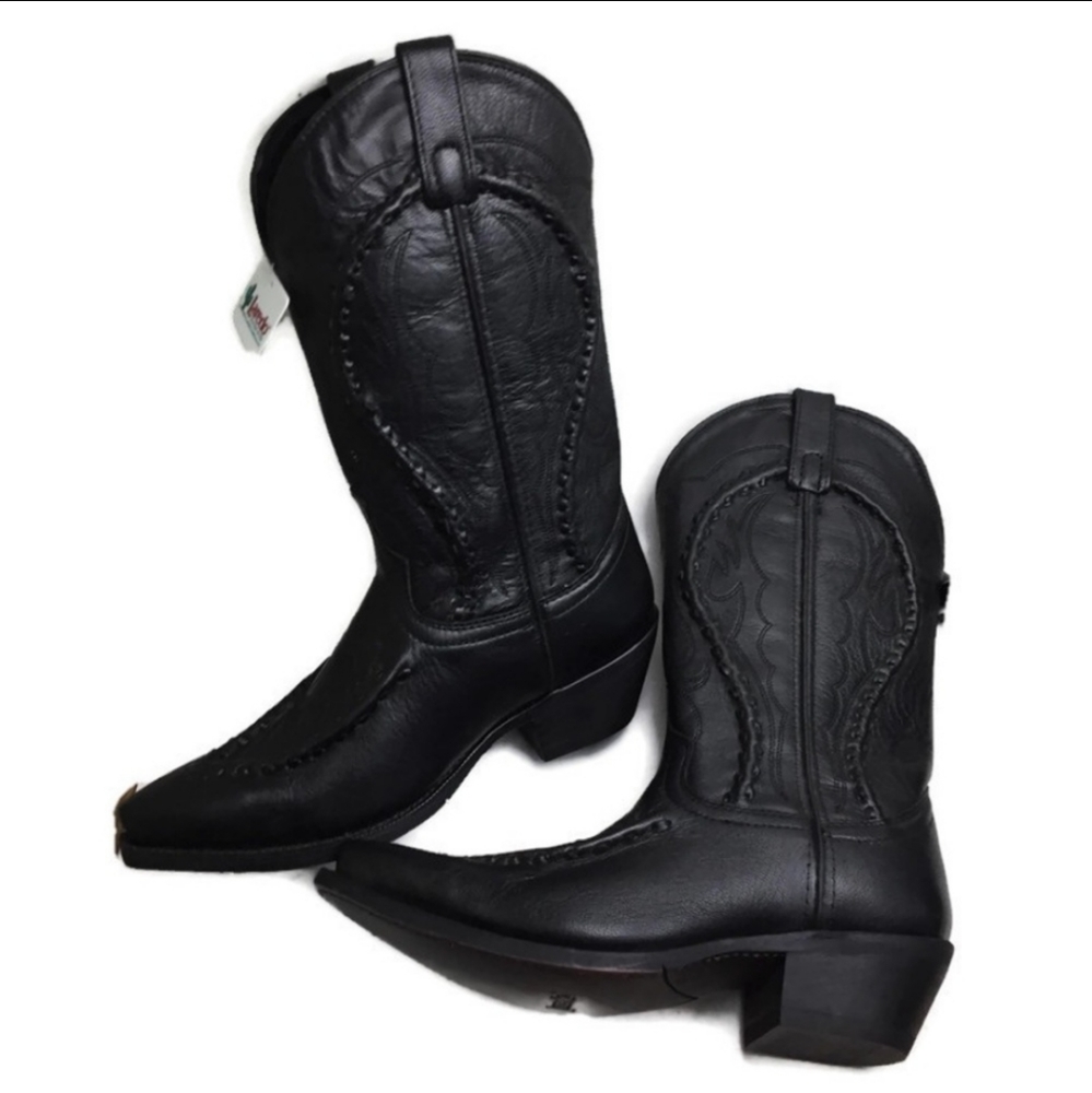 New Laredo Black Goat Bucklace Cowboy Boots Sz 8EW - Picture 4 of 8